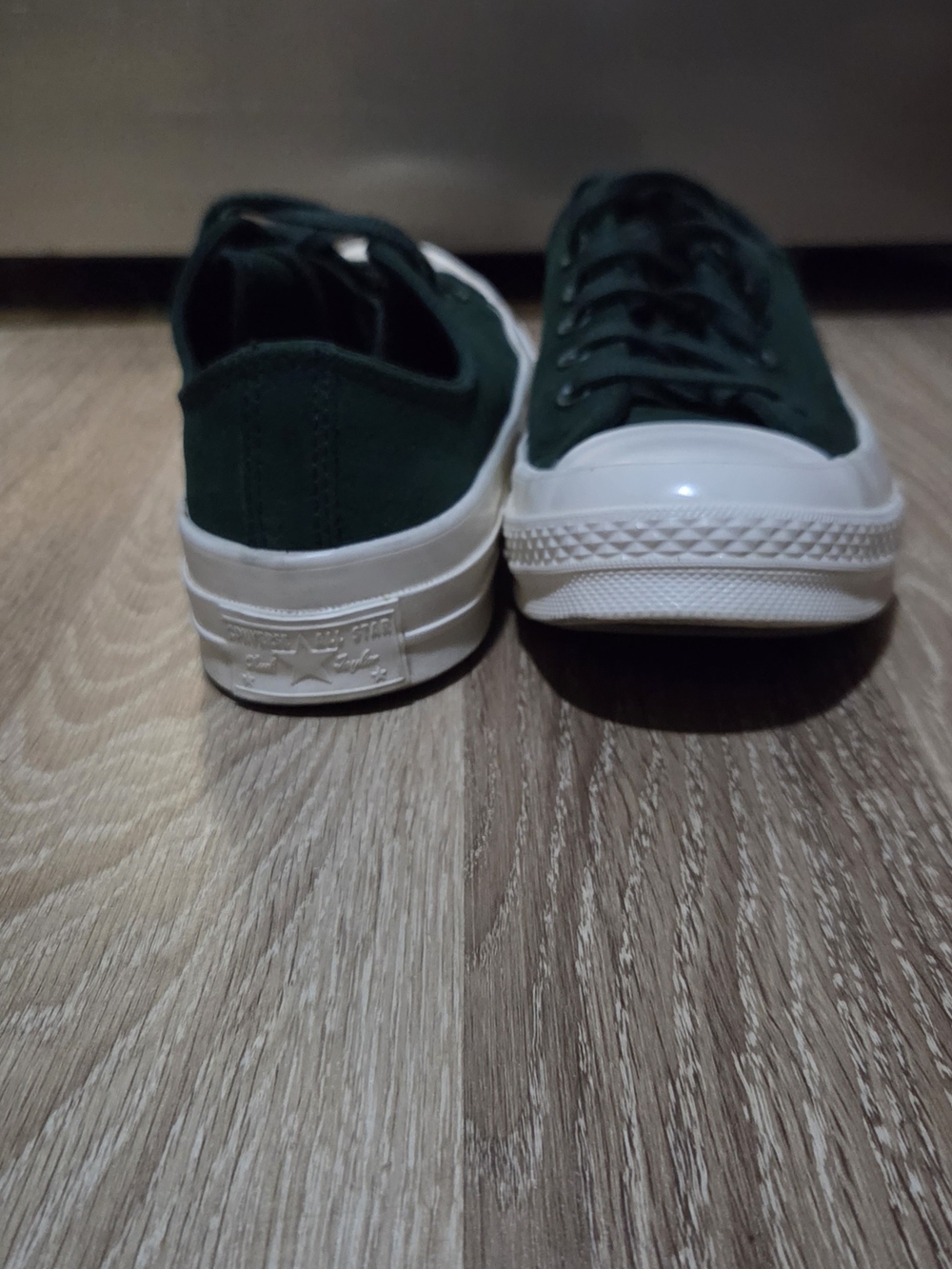 Classic Low-Top Canvas Sneakers in Dark Green and White
